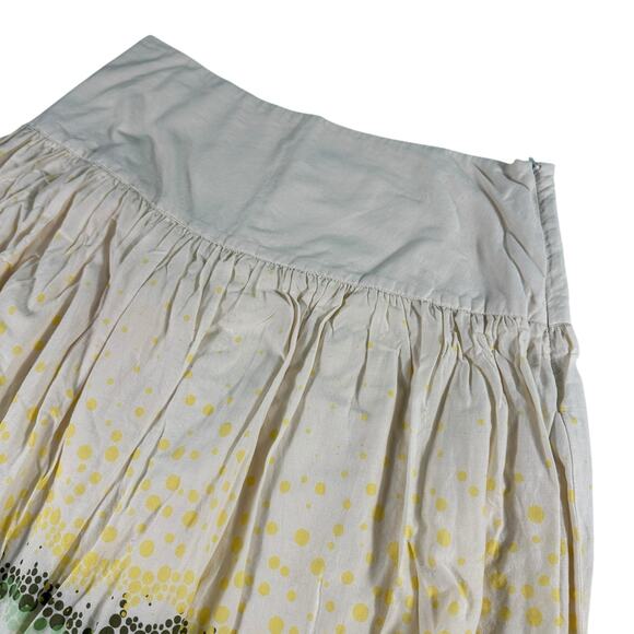 J.Jill Cotton Knee Length Flare Skirt Cream Coral Polkadots 6 Petite Boho Fairy - Picture 2 of 10
